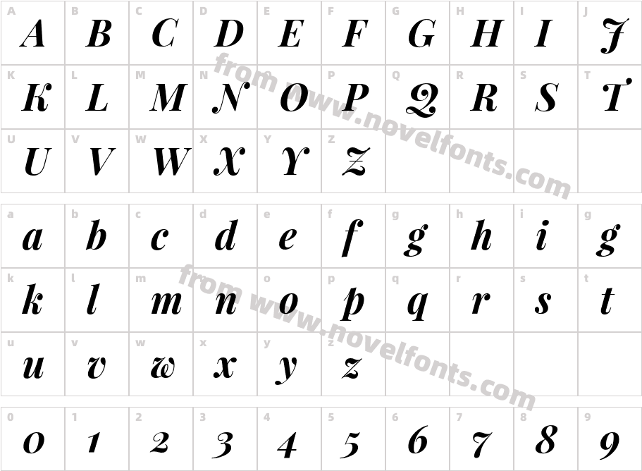 Playfair Display Bold ItalicCharacter Map