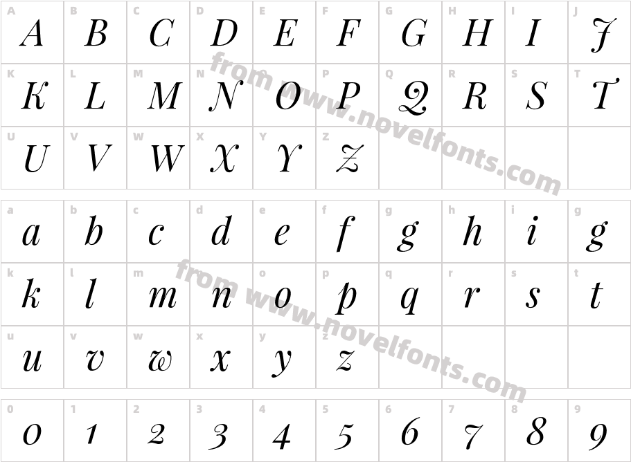 Playfair Display ItalicCharacter Map