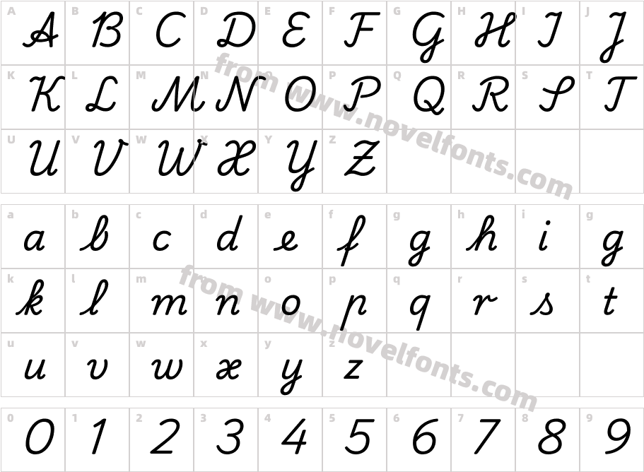 Playwrite DE LA RegularCharacter Map