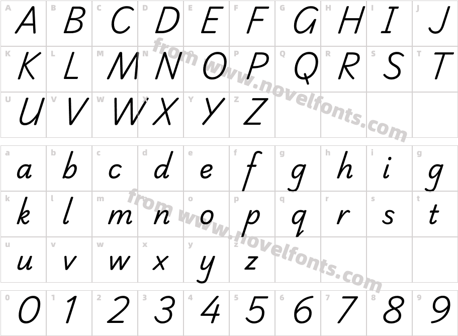 Playwrite NZ RegularCharacter Map