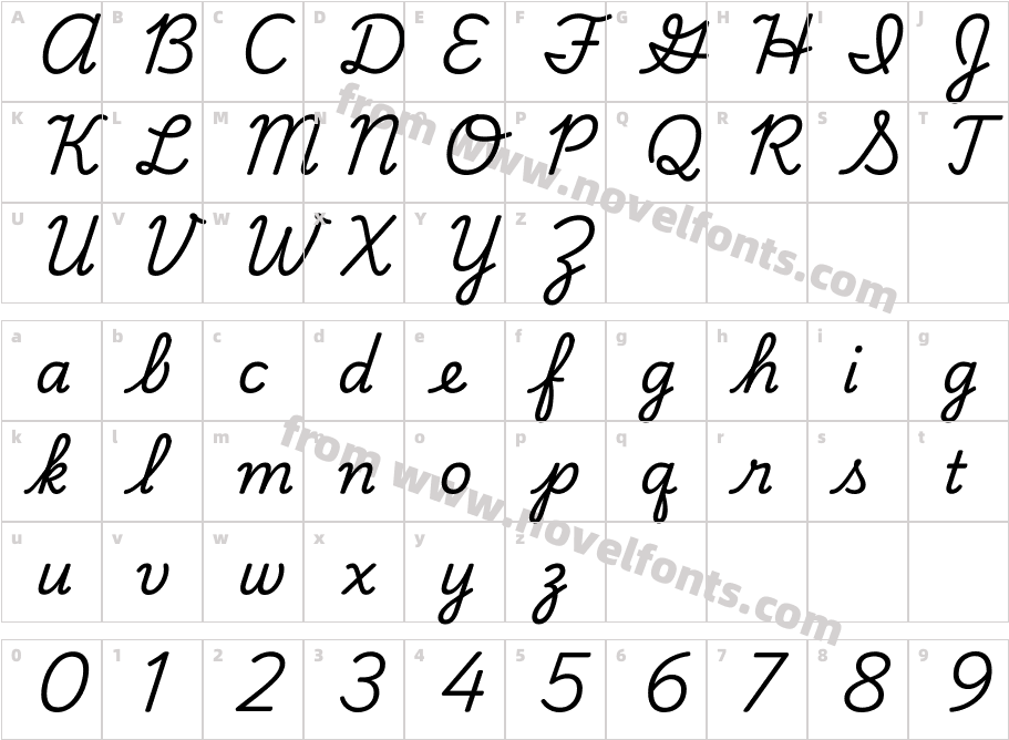 Playwrite US Trad RegularCharacter Map