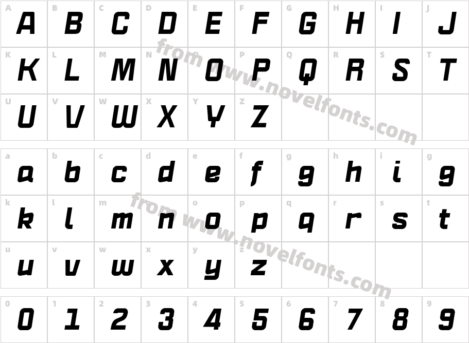 Politica Black Italic XpCharacter Map