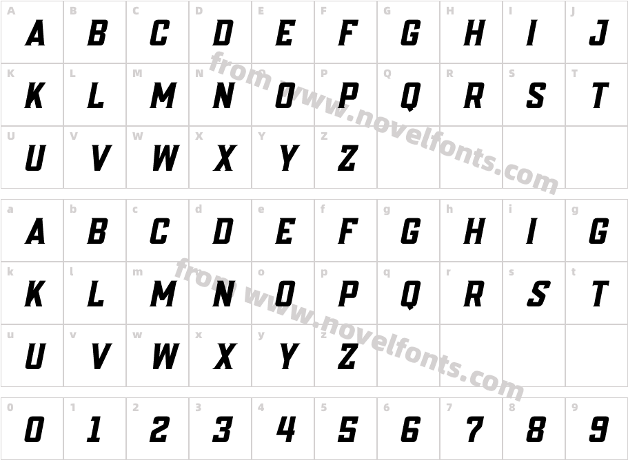 Posey ItalicCharacter Map
