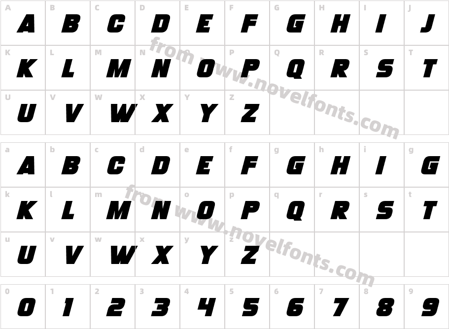 Monster Bites ItalicCharacter Map