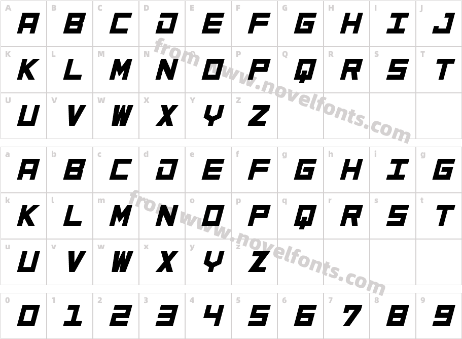 Poster Linear italic RegularCharacter Map