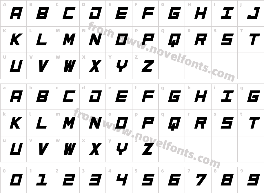 Poster Linear italic RegularCharacter Map
