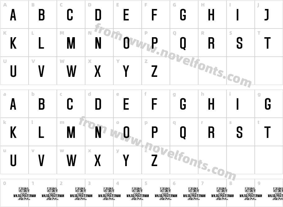 Posterman PERSONAL USE RegularCharacter Map