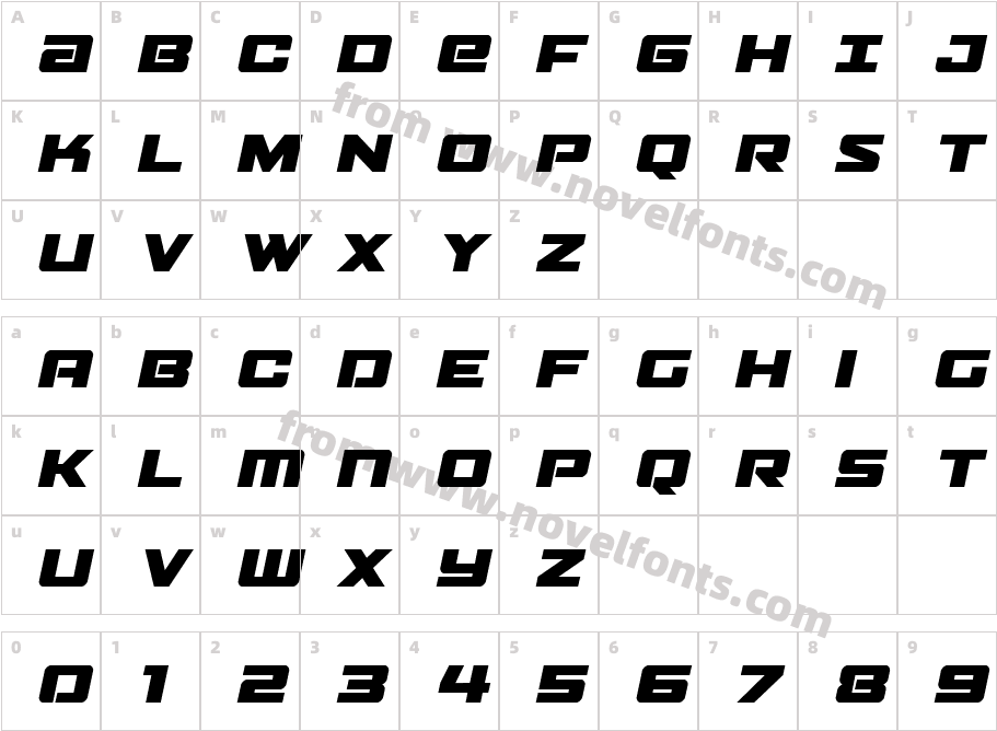 Power Broker Spaced ItalicCharacter Map