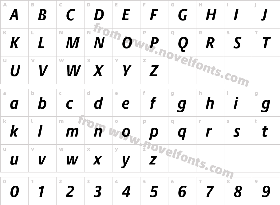 Praxis Next Cn Bold ItCharacter Map