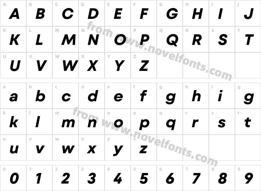 Mont Blanc-Trial Bold ItalicCharacter Map