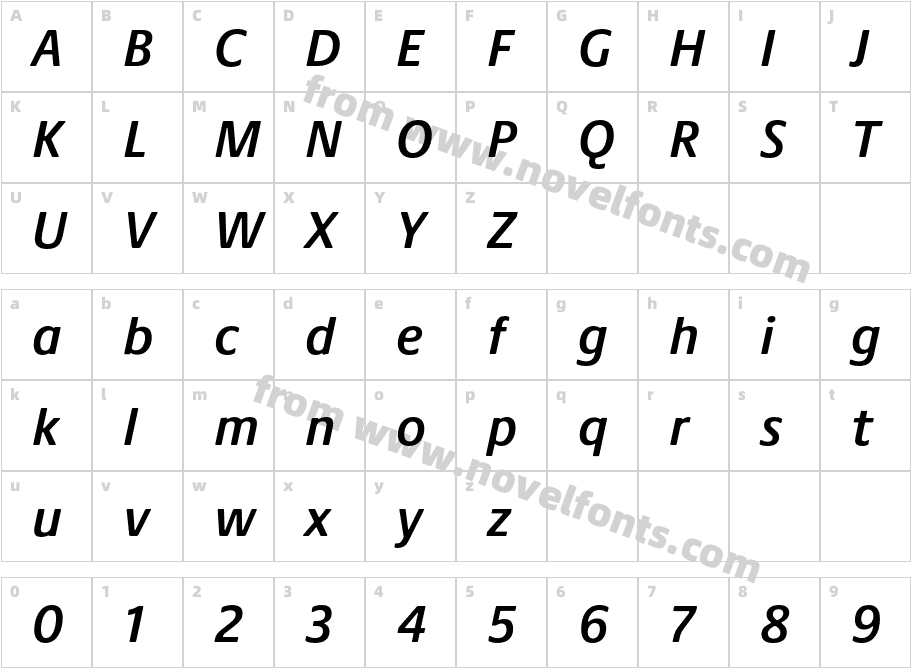 Praxis Next Semibold ItalicCharacter Map