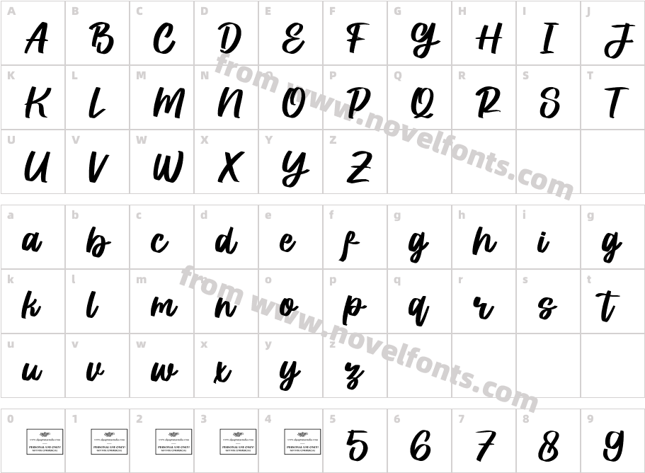 Prestiche Free RegularCharacter Map