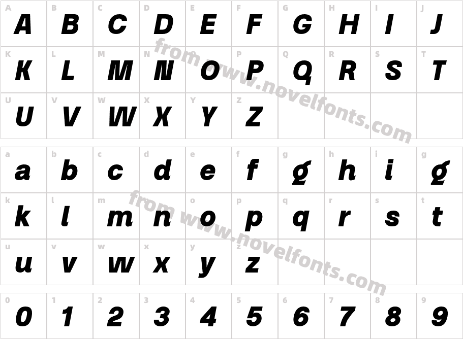 Priego W05 Black ItalicCharacter Map