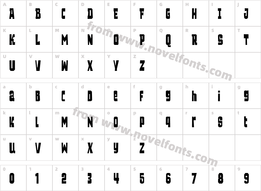 Priock RegularCharacter Map