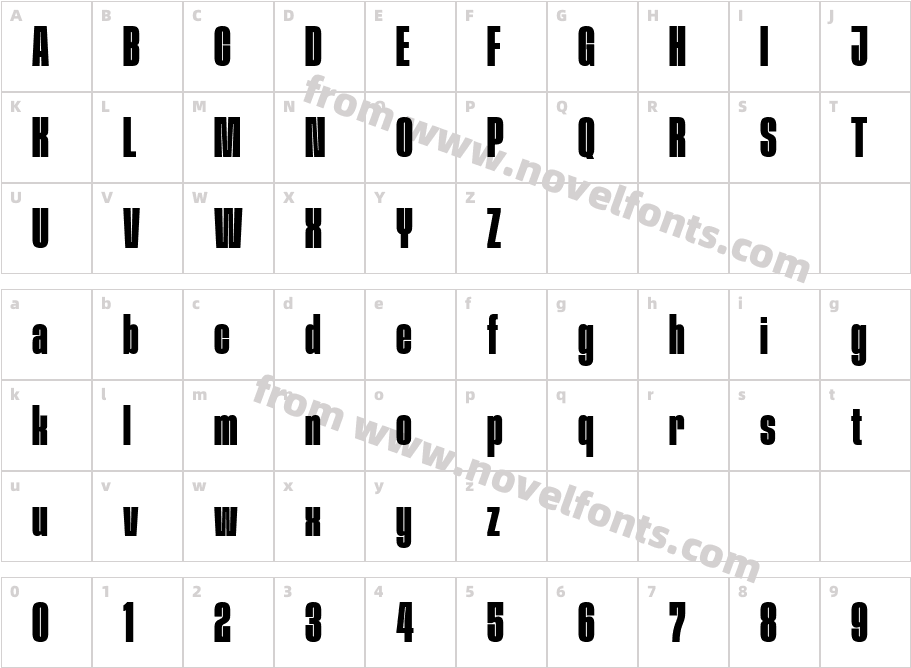 Procerus BoldCharacter Map