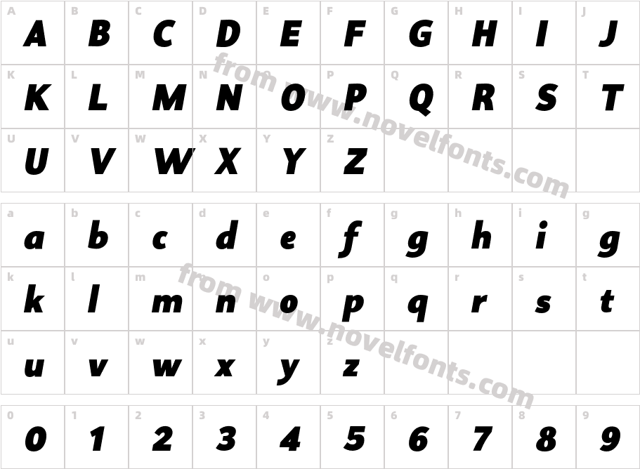 Proda Sans Black ItalicCharacter Map