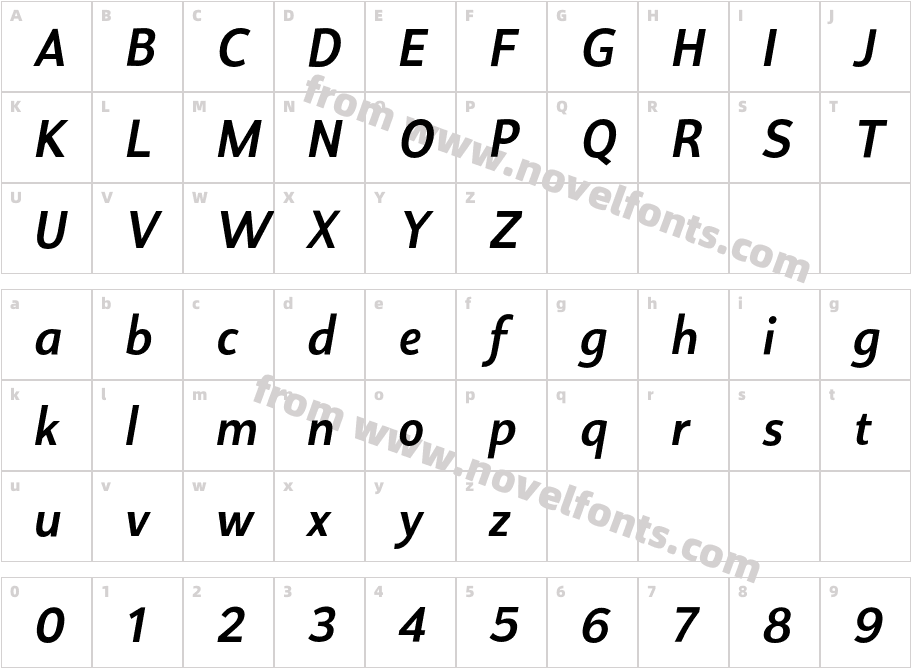 Proda Sans Medium ItalicCharacter Map