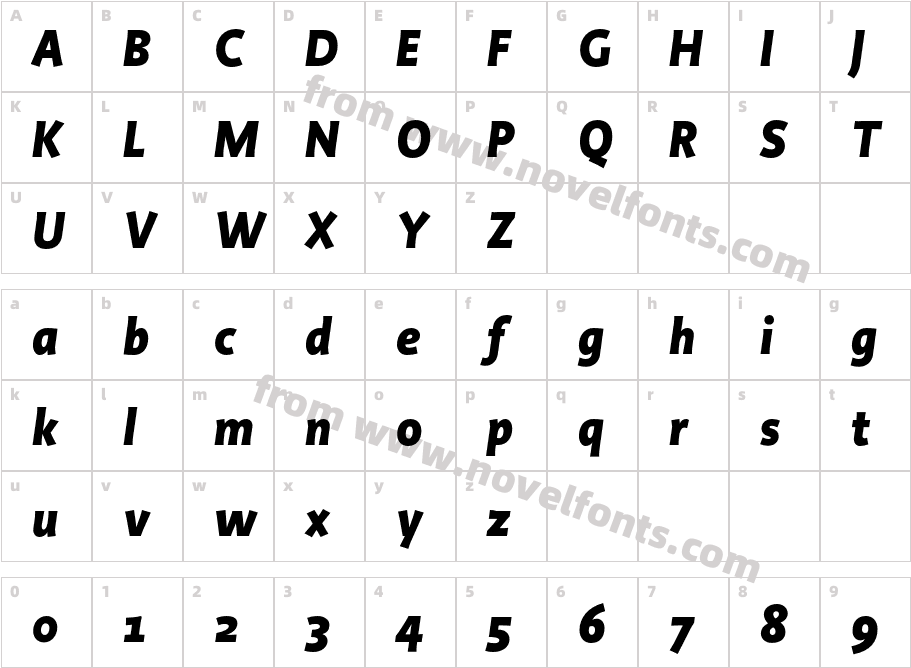 Productus Bold ItalicCharacter Map