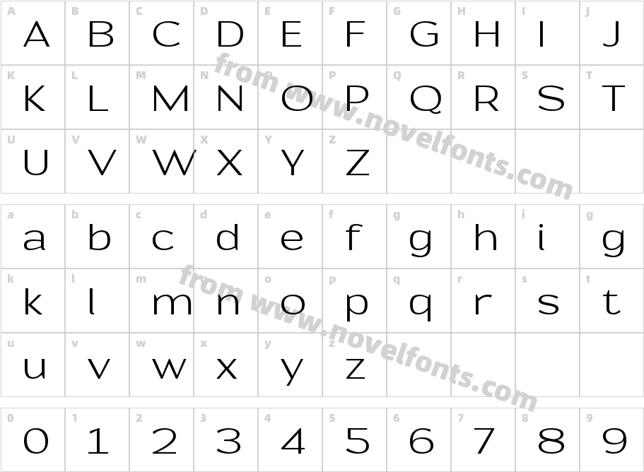 Prose Sans Extra LightCharacter Map