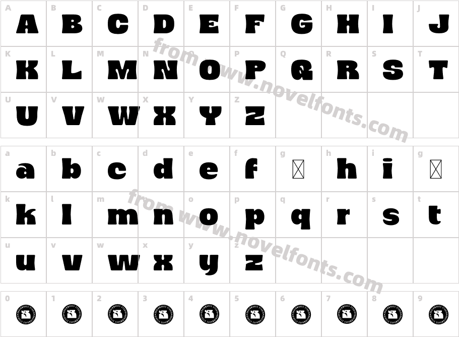 Protanica Demo RegularCharacter Map