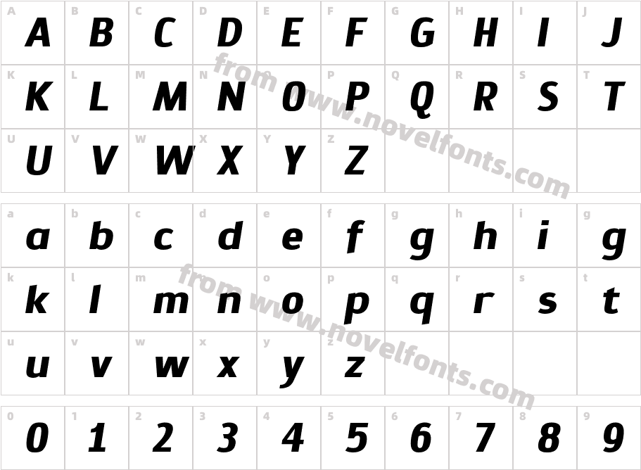 Prox Bold ItalicCharacter Map