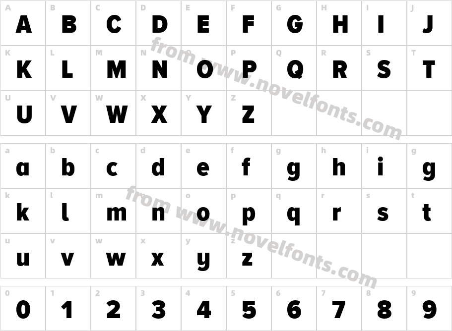 Proxima Nova A CondensedW01 BlkCharacter Map
