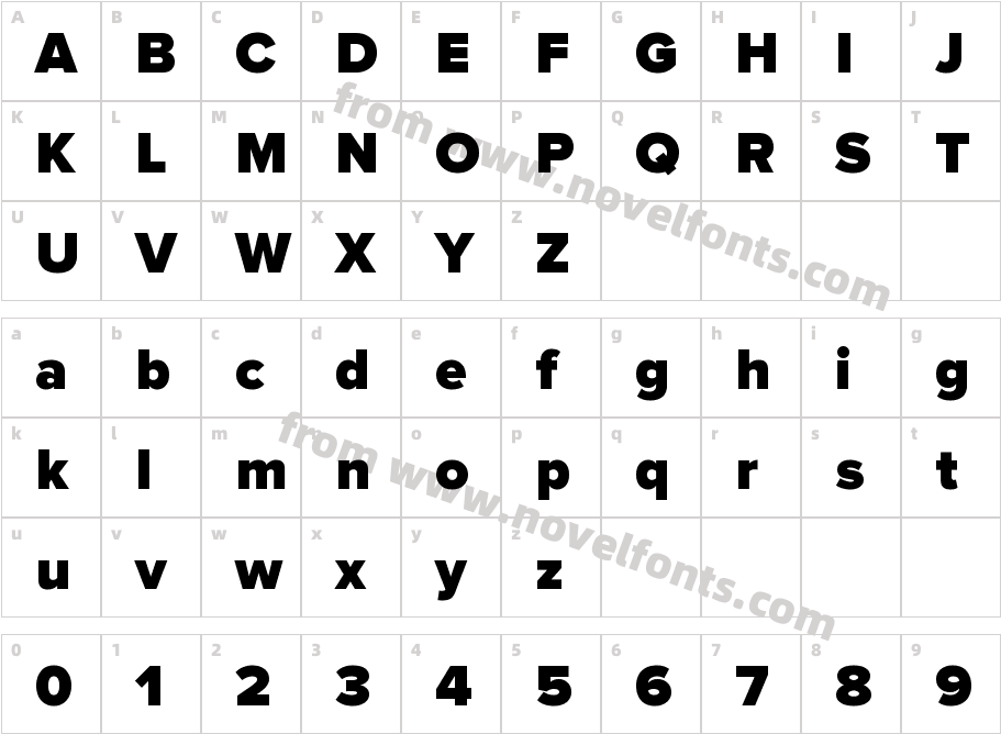 Proxima Nova BlackCharacter Map