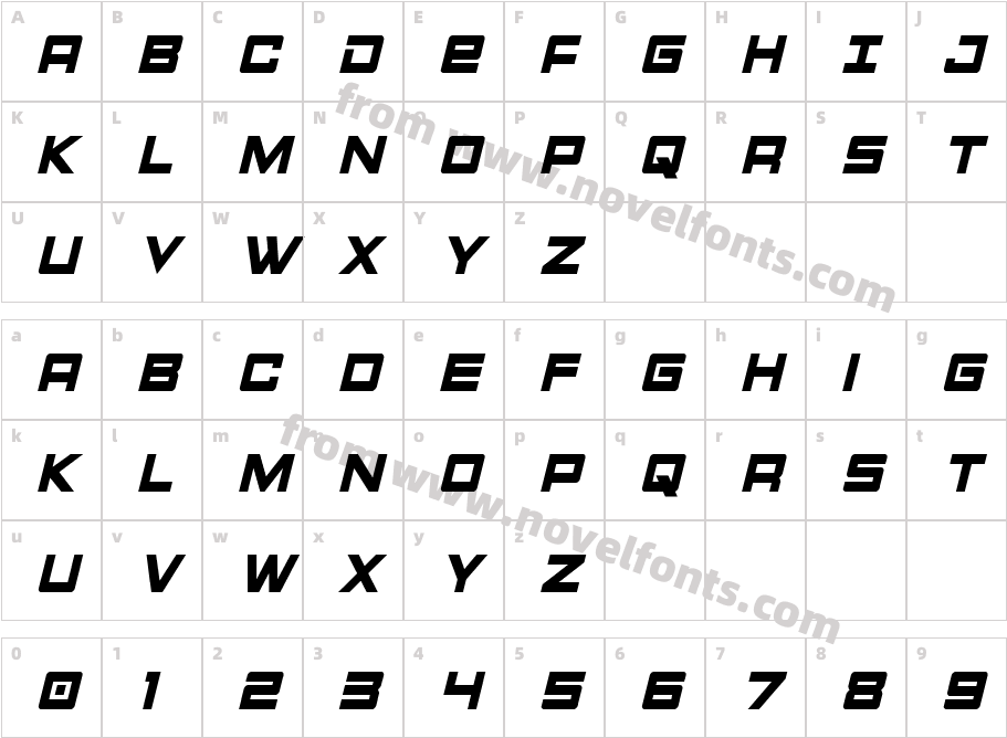 Montroc Condensed ItalicCharacter Map