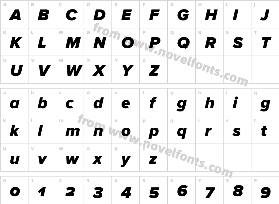 Proxima Nova S W01SC Black ItCharacter Map