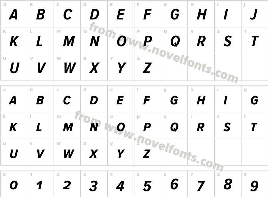 Proxima Nova Sc Osf Condensed Bold ItalicCharacter Map