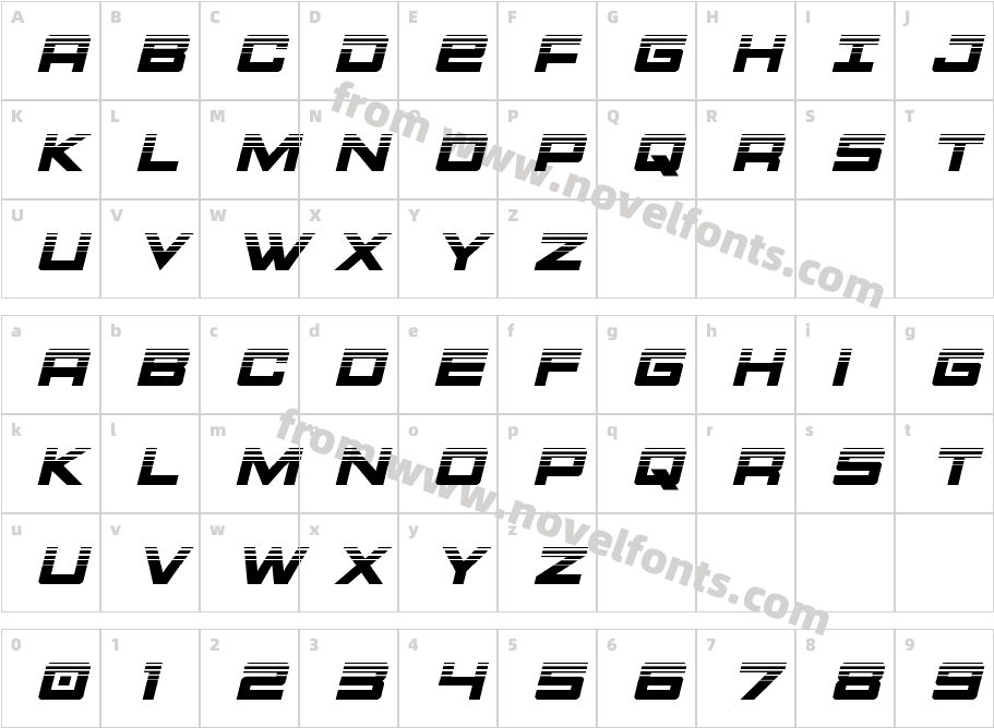 Montroc Halftone ItalicCharacter Map