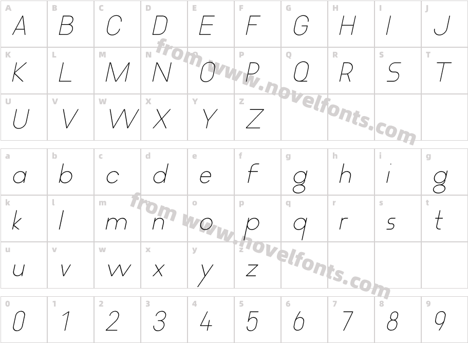 Proximity Light_ ItalicCharacter Map
