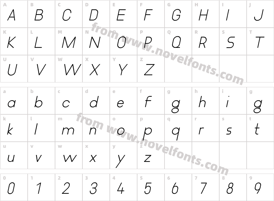 Proximity Regular_ ItalicCharacter Map