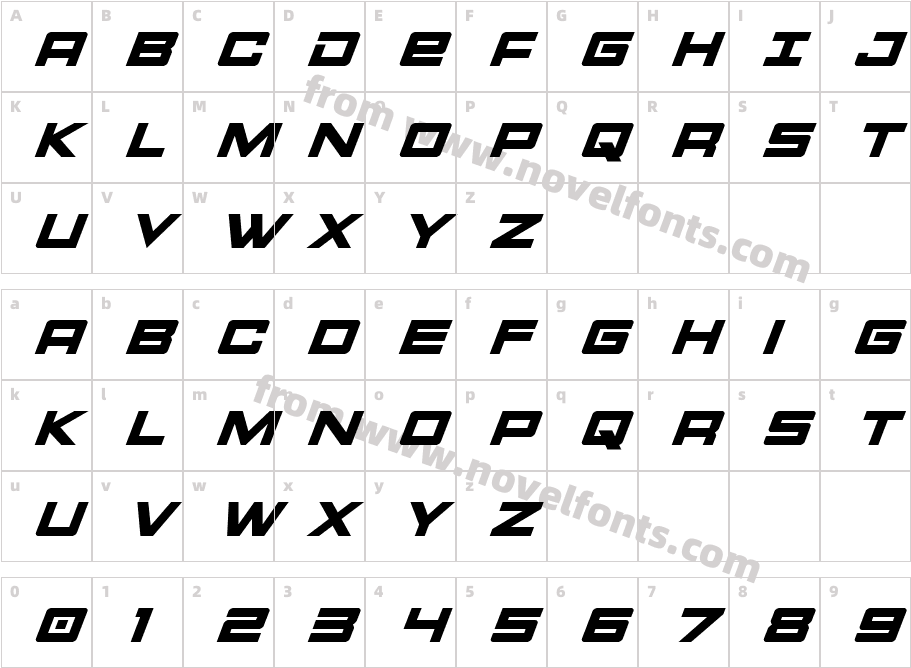 Montroc Super ItalicCharacter Map