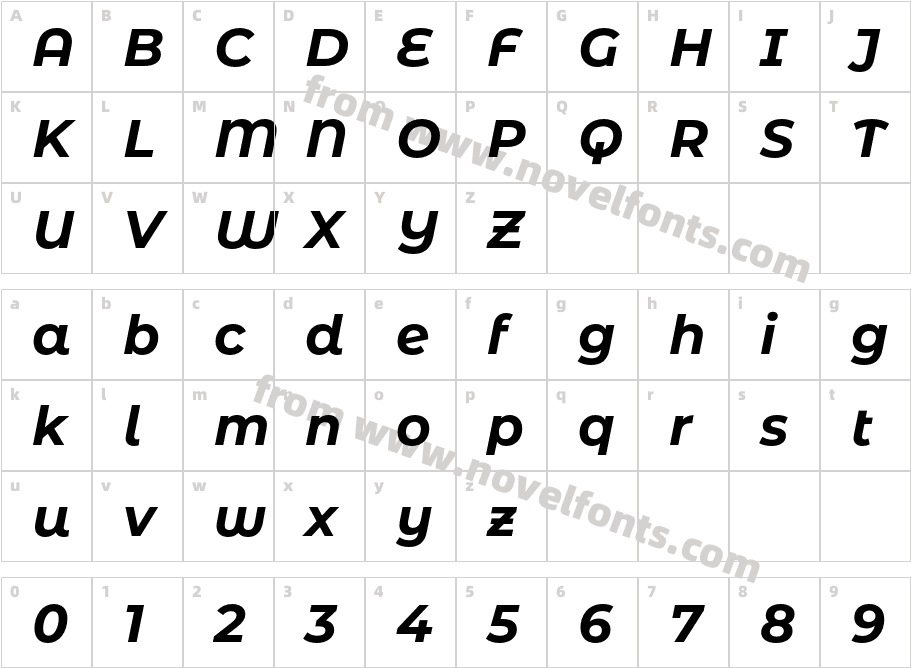 Montserrat Alternates Bold ItalicCharacter Map