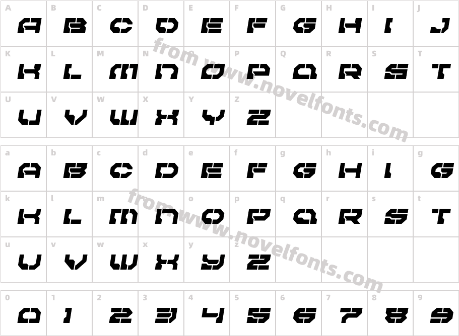 Pulsar Class Semi ItalicCharacter Map