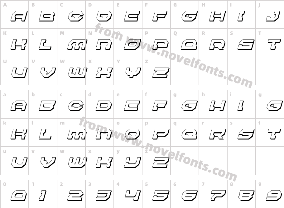 Pulsar Class Solid 3D ItalicCharacter Map