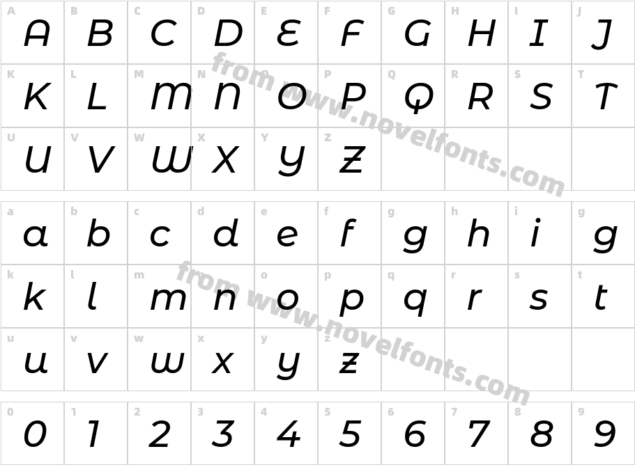 Montserrat Alternates Medium ItalicCharacter Map