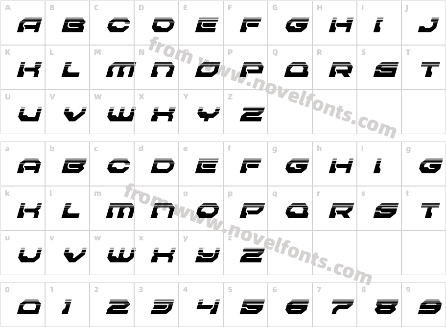Pulsar Class Solid Halftone ItalicCharacter Map