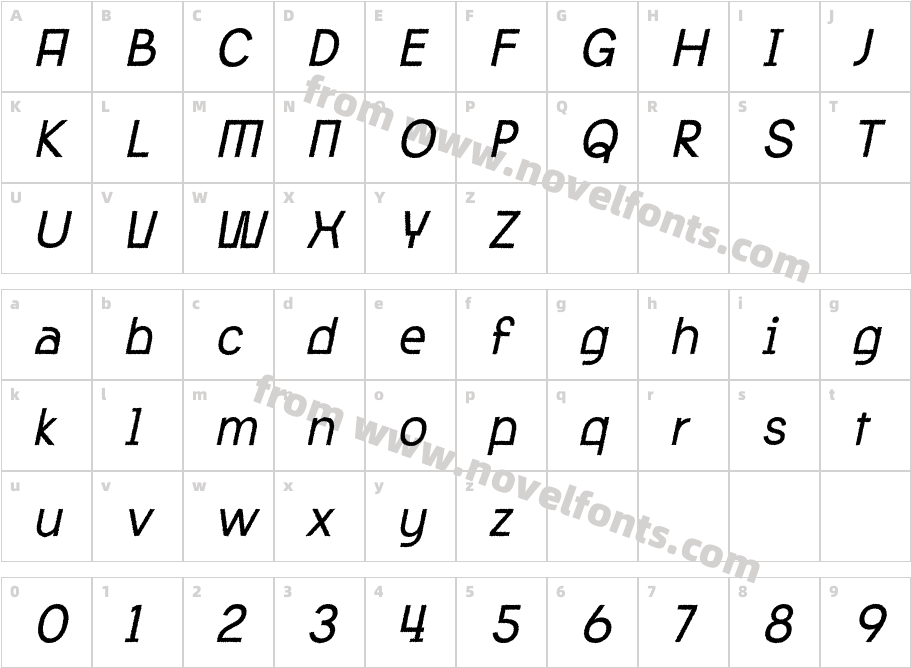 Qalited Rough ItalicCharacter Map