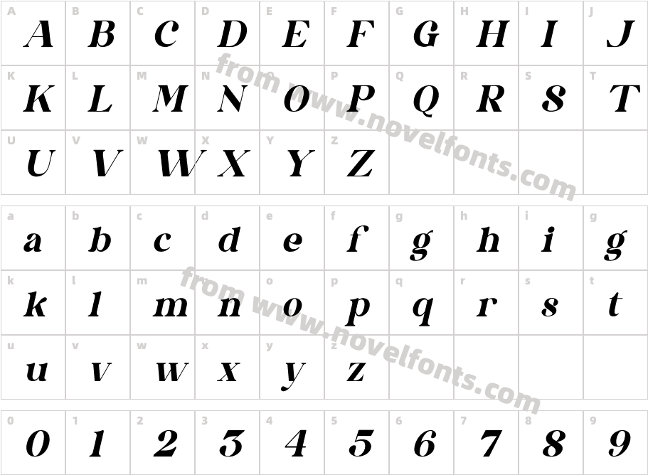 Qandile ItalicCharacter Map