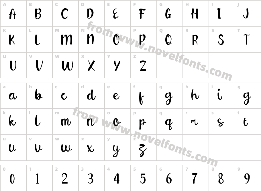 Qatalia RegularCharacter Map