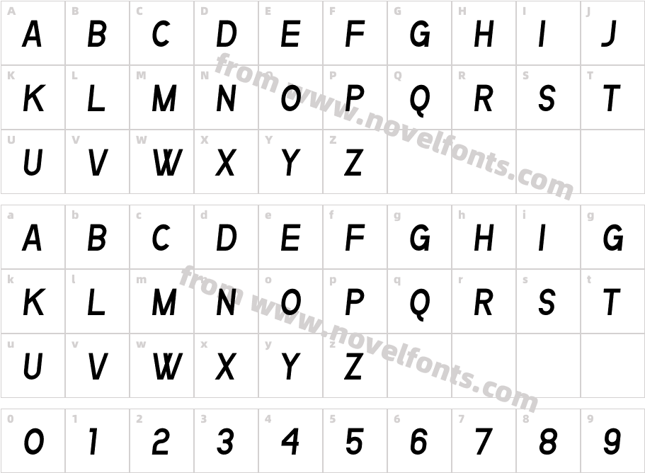 Qentix ItalicCharacter Map