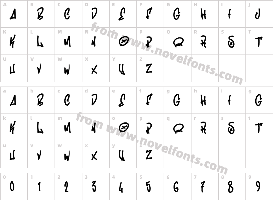 Qroik Grasie RegularCharacter Map
