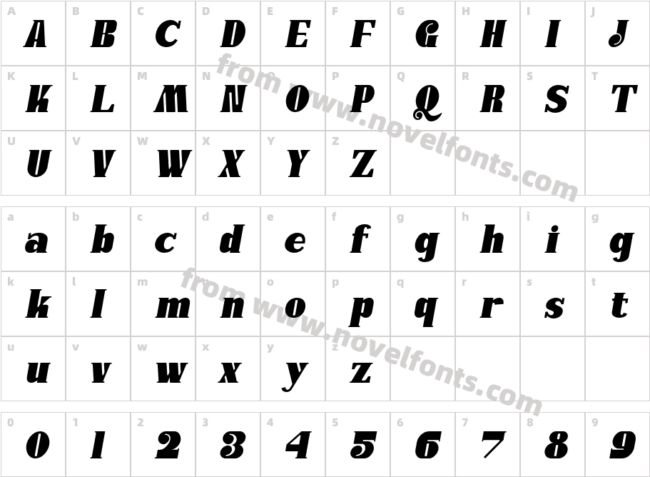 Quaint235 SlantCharacter Map
