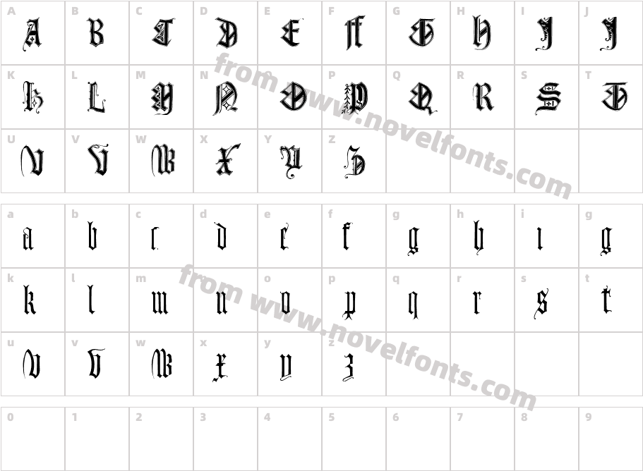 Monumental Gothic DemoCharacter Map