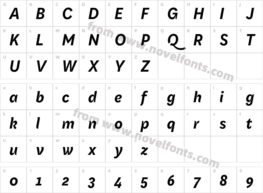 Qualion Text Bold ItalicCharacter Map