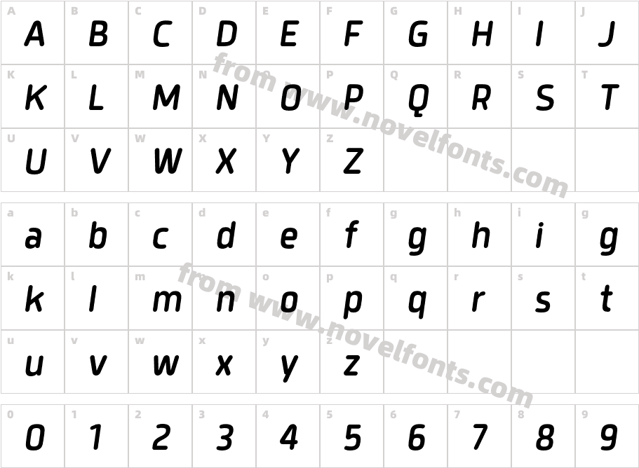 Quan Pro R Slim W05 ItalicCharacter Map