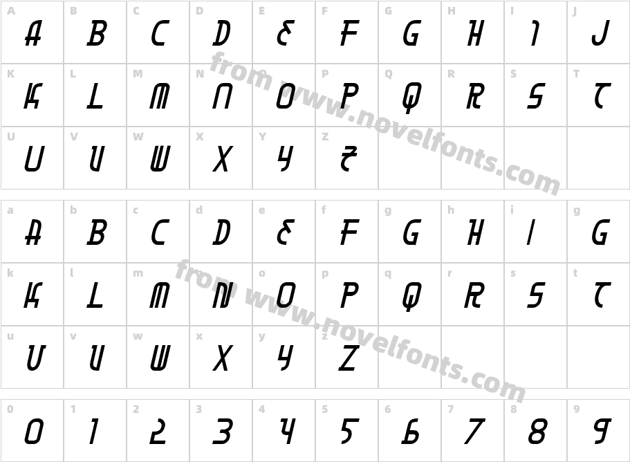 Moon Dart Bold ItalicCharacter Map