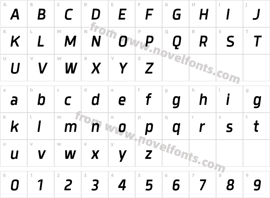 Quan Pro Slim W05 ItalicCharacter Map
